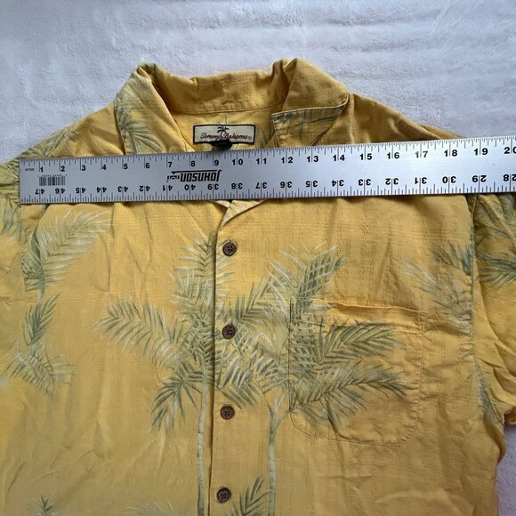 Tommy Bahama Mens Yellow Palm Tree Silk Short Sleeve Button-Up Shirt Medium - Picture 5 of 7